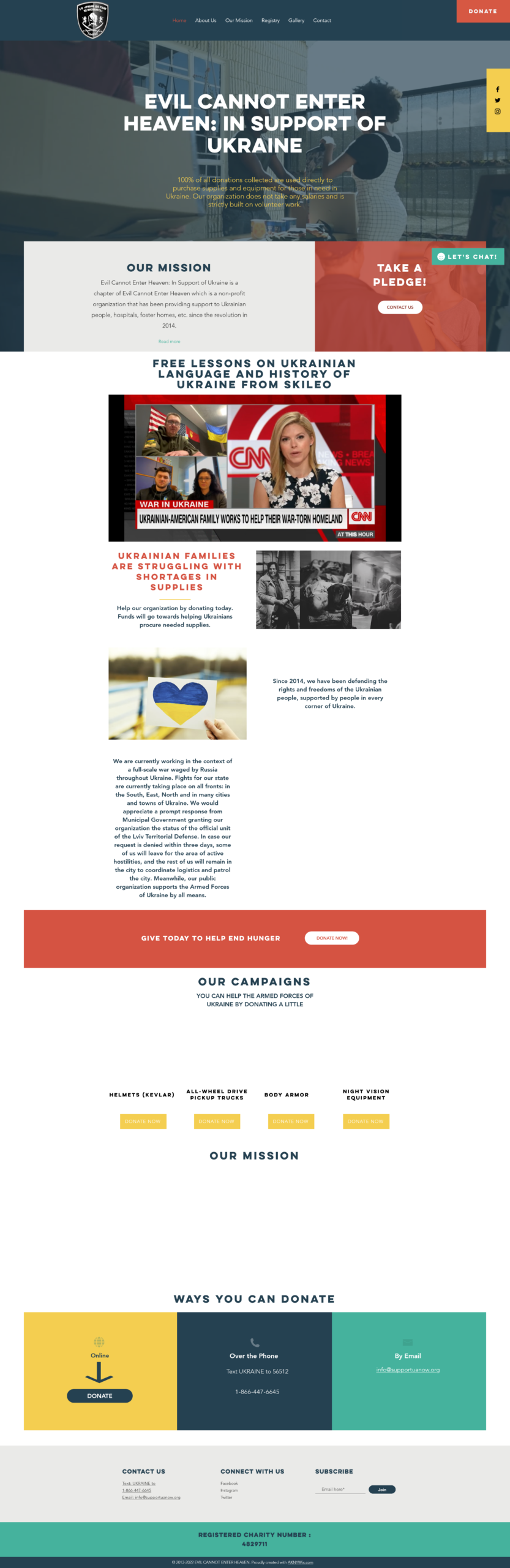 Support Ukraine NOW website designed by Virexa Group