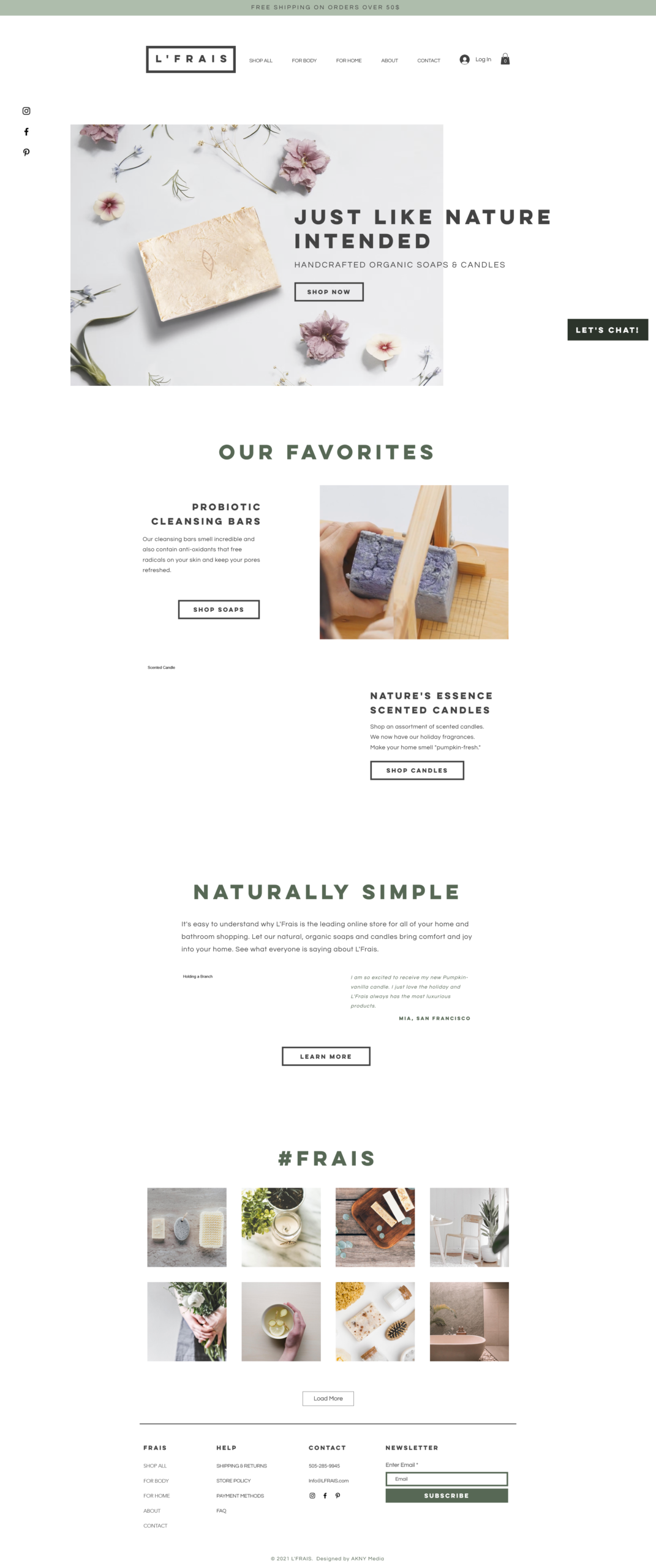 L'Frais website designed by Virexa Group