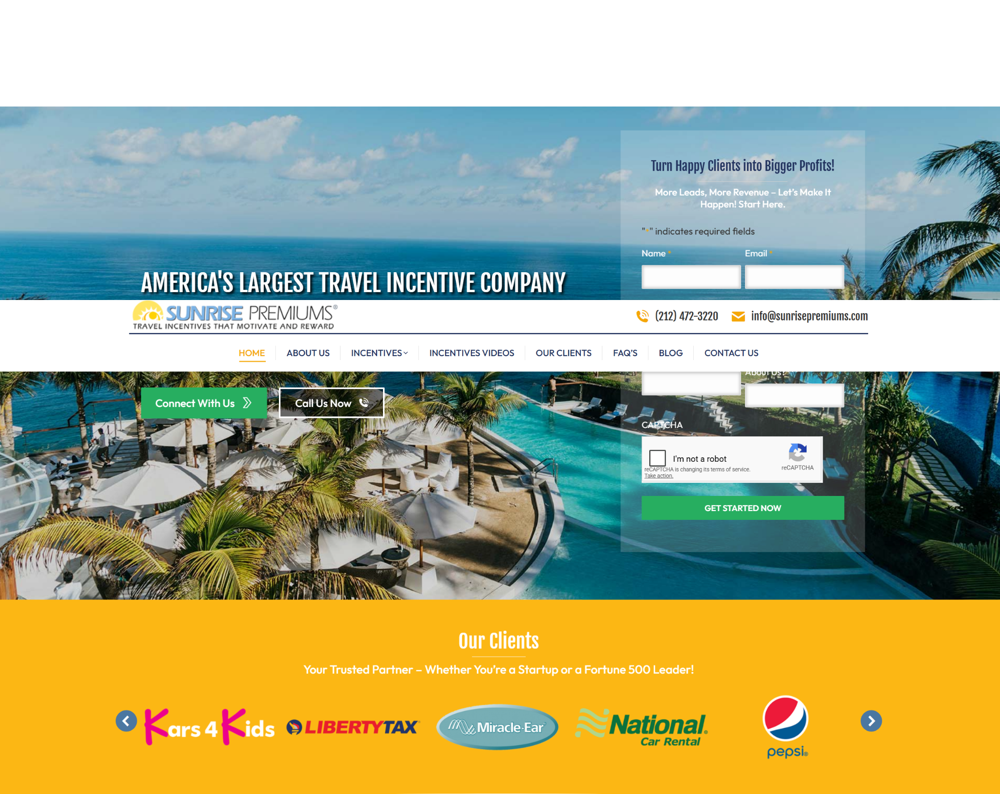 Sunrise Premiums website