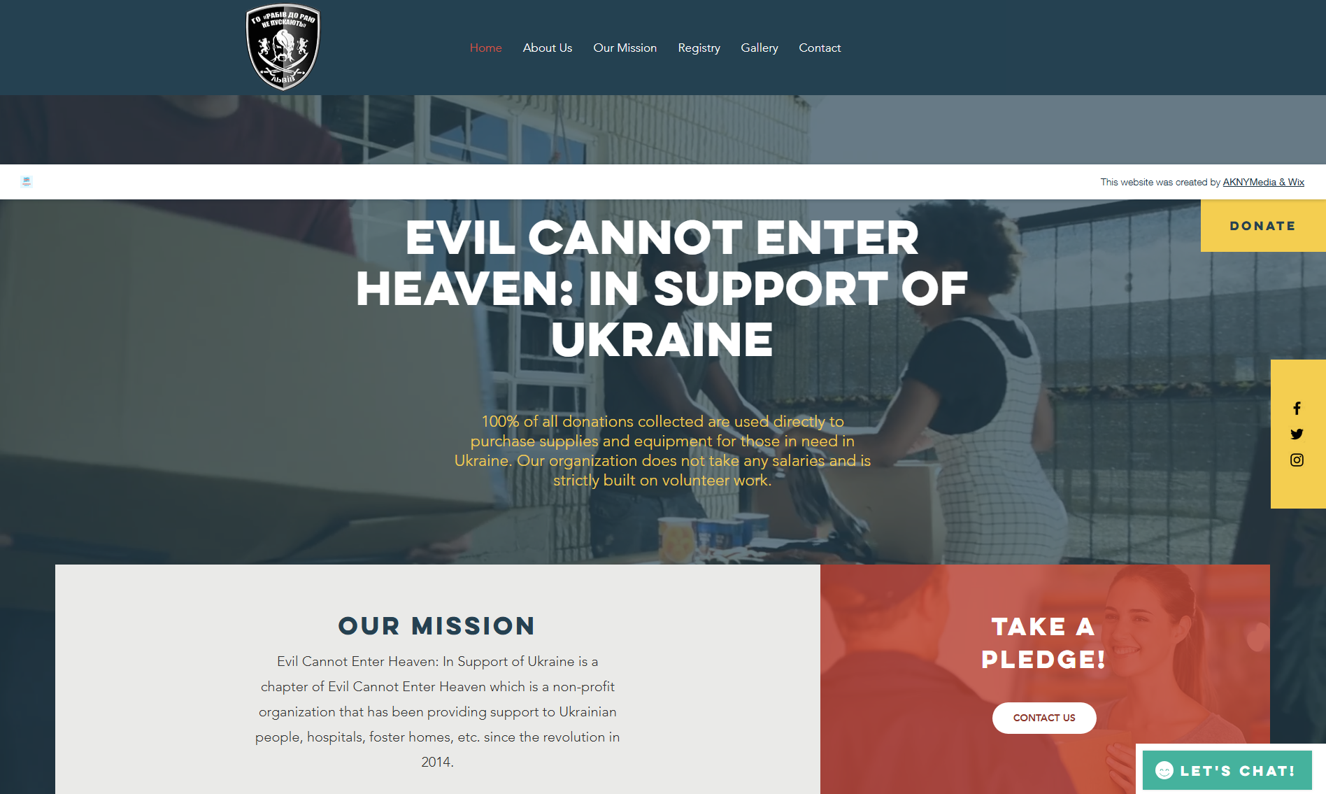 United Help Ukraine nonprofit website designed in Wix Studio